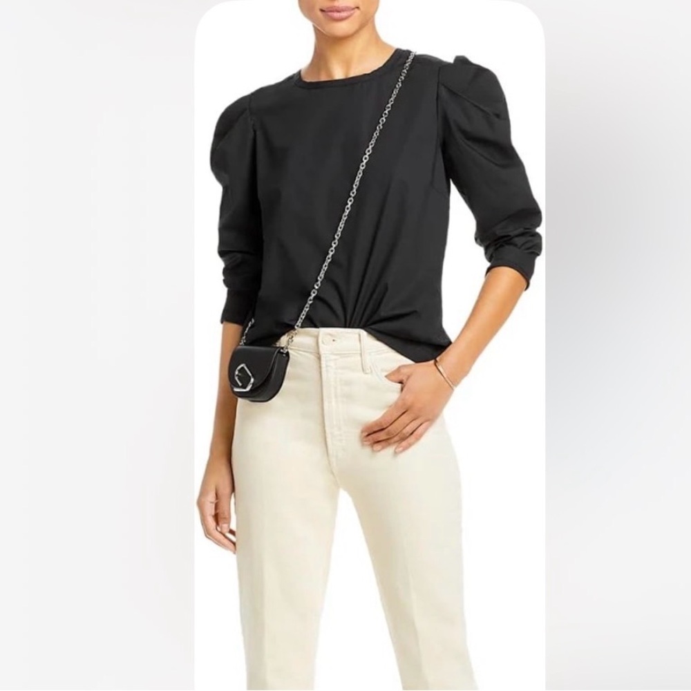 NWT JOIE Rene Puff-Shoulder 3\4 Sleeve Blouse Caviar L MSRP $148